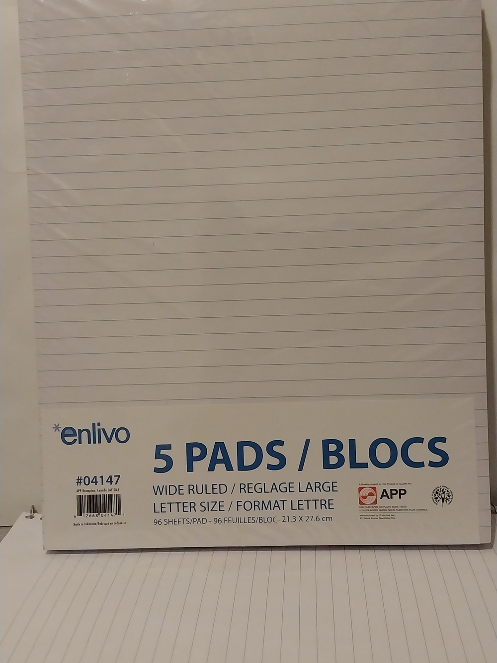 White Wide Ruled Tablet 5-Pad Pack - Picture 4 of 5